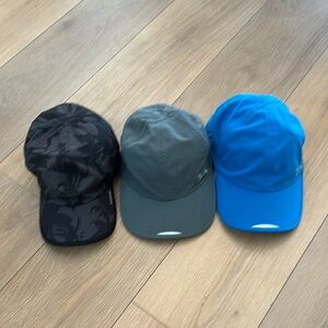 Lot of 3 running hats.  2 Under Armour, 1 Adidas